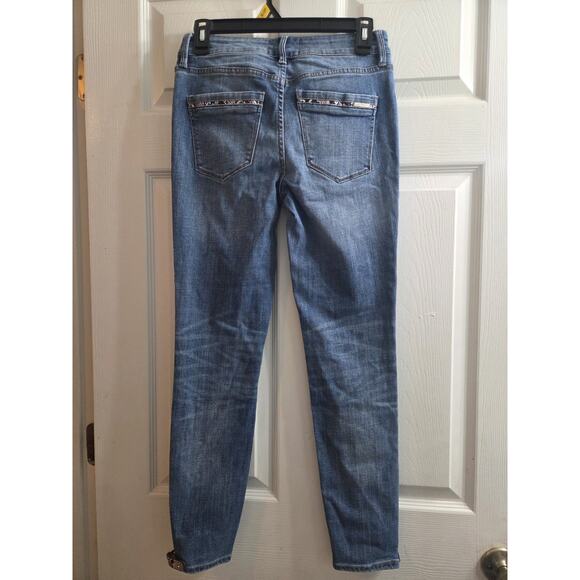 White House Black Market Skinny Ankle Zip buckle Hem Jeans Snake Trim Mid rise 2 - Picture 10 of 12